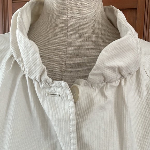 Ann Taylor loft white jacket coat Tie belt high collar size 8 lightweight - Picture 2 of 12